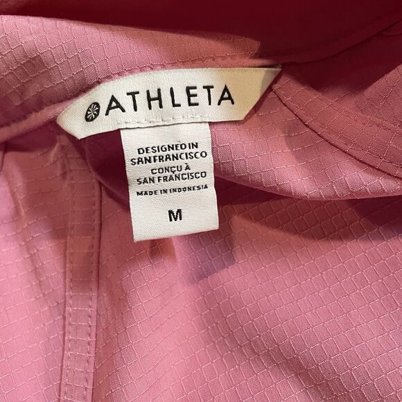 Athleta‎ Boundless Popover Jacket Maritima Pink Ripstop Kangaroo Pouch Medium - Picture 3 of 7